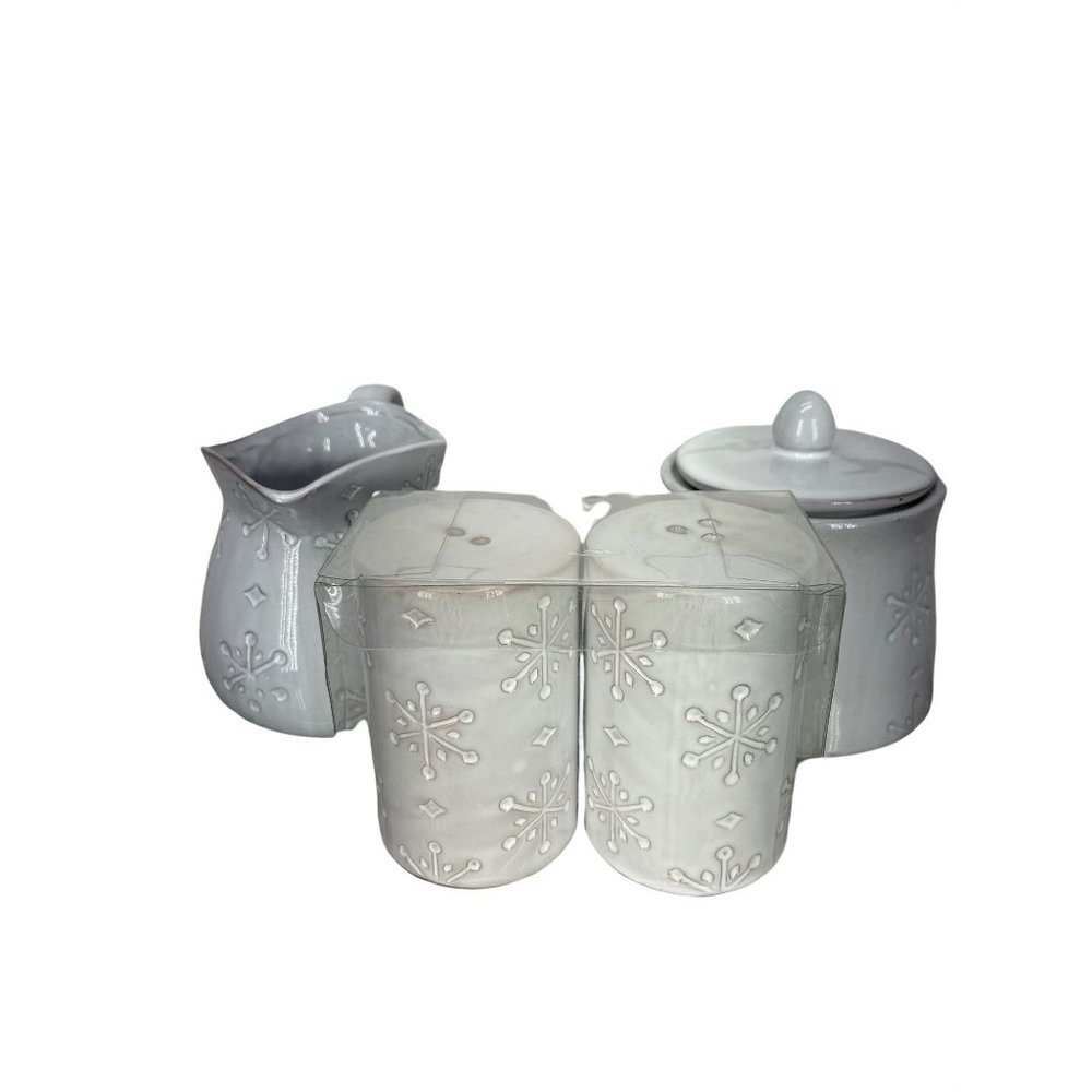 Robert Stanley White Creamer Pitcher Sugar Canister Salt‎ Pepper Shaker Set